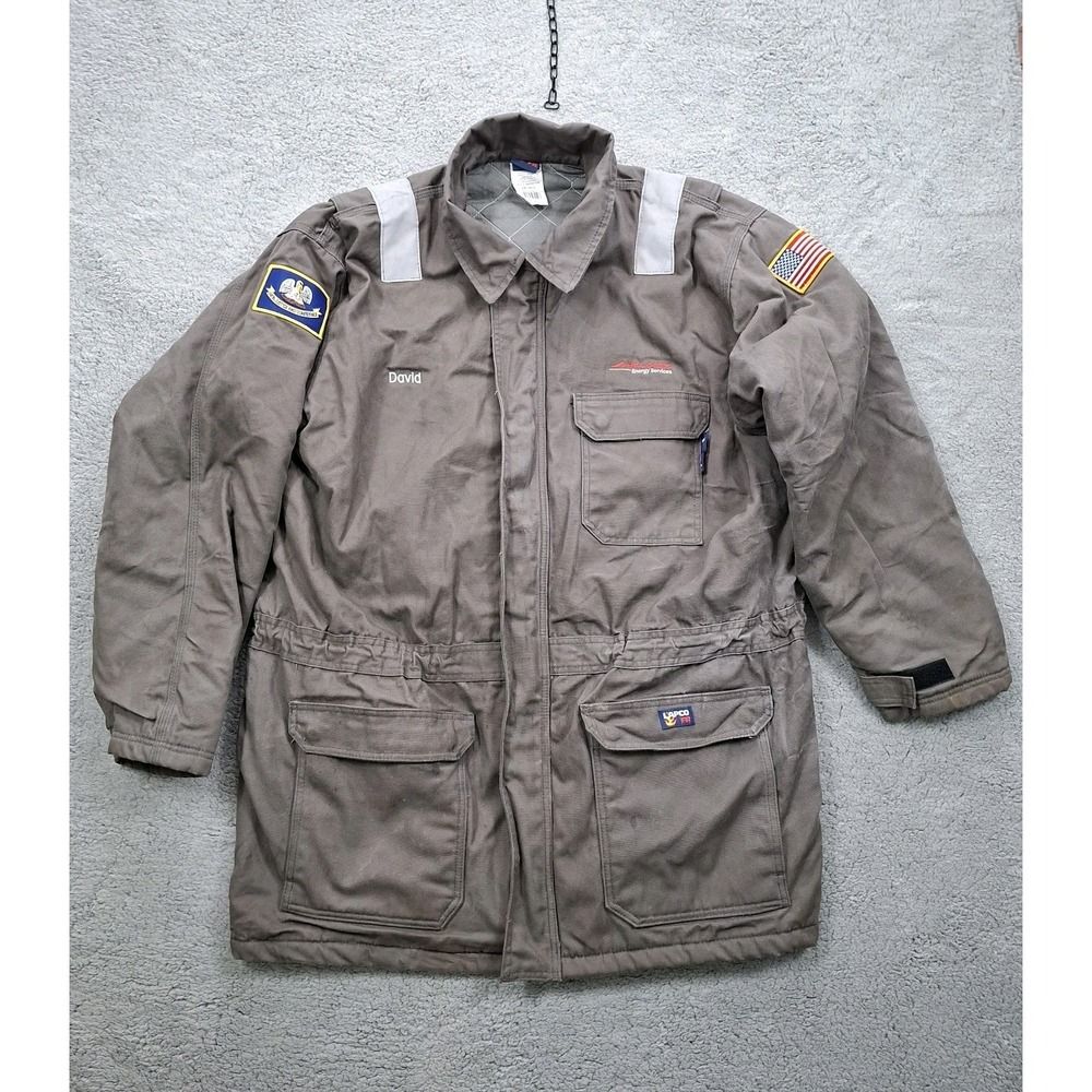 Lapco FR Jacket Mens 2X Quilted Flame Resistant Canvas Work Coat ArklaTex Energy